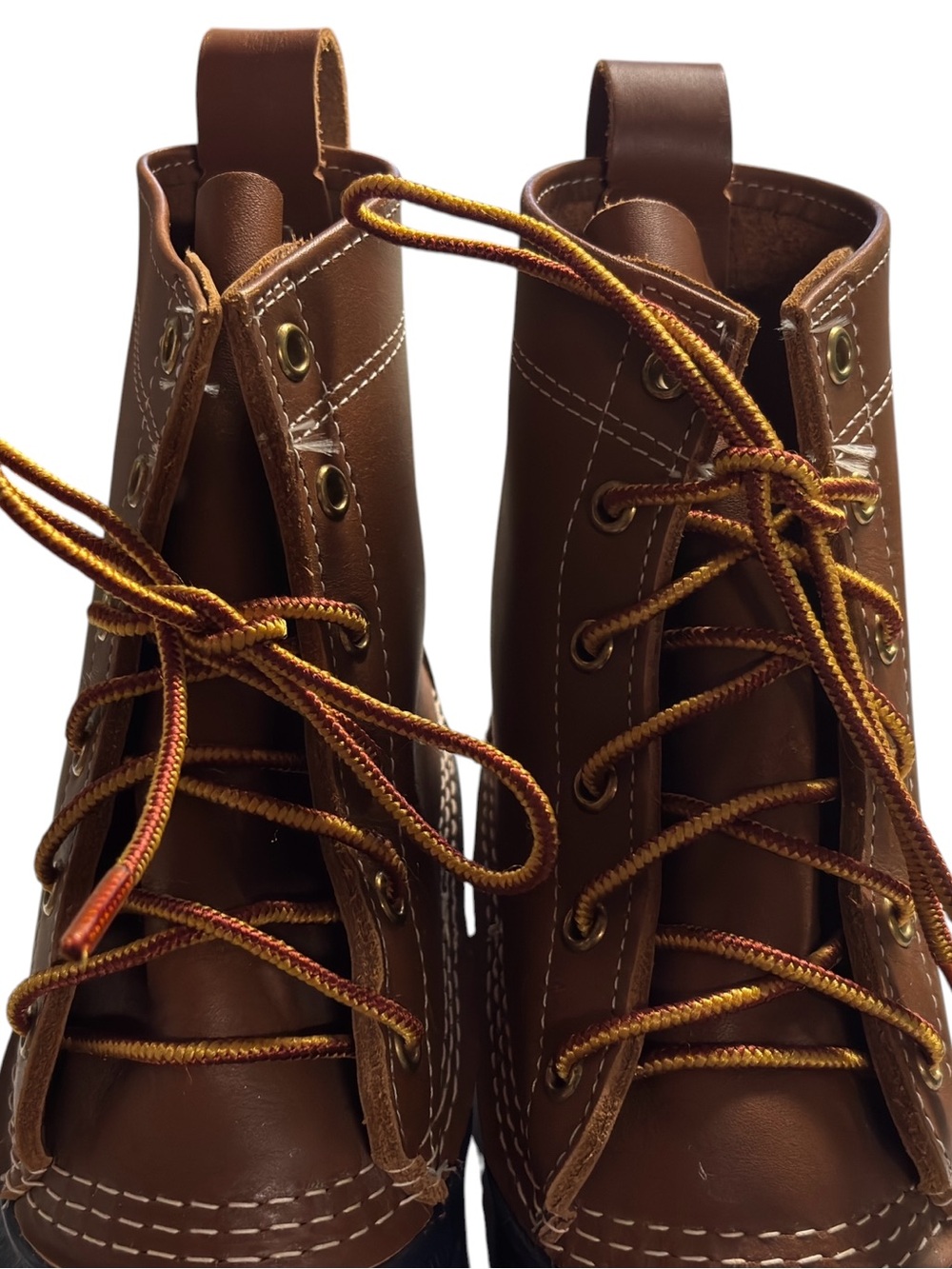 Ends 8/1 L.L. Bean Brown Leather Navy Rubber Duck Boots 9 - Picture 5 of 9